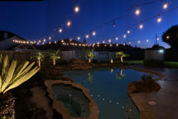 string lights over a pool