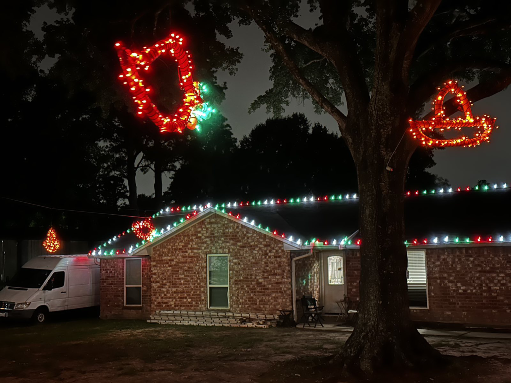 A house decorated for a festive Cinco de Mayo event.