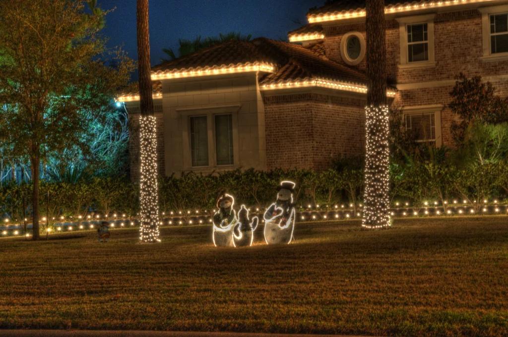 Display of outdoor Christmas lights