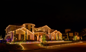 House decorated with Christmas lights